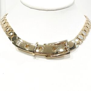 Givenchy Logo Belt Buckle Gold Tone Vintage Necklace 70s 80s Givenchy 4G Logo